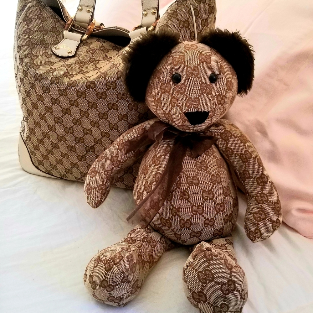 CUSTOM MADE GUCCI TEDDY BEAR IN BROWN MONOGRAM GG